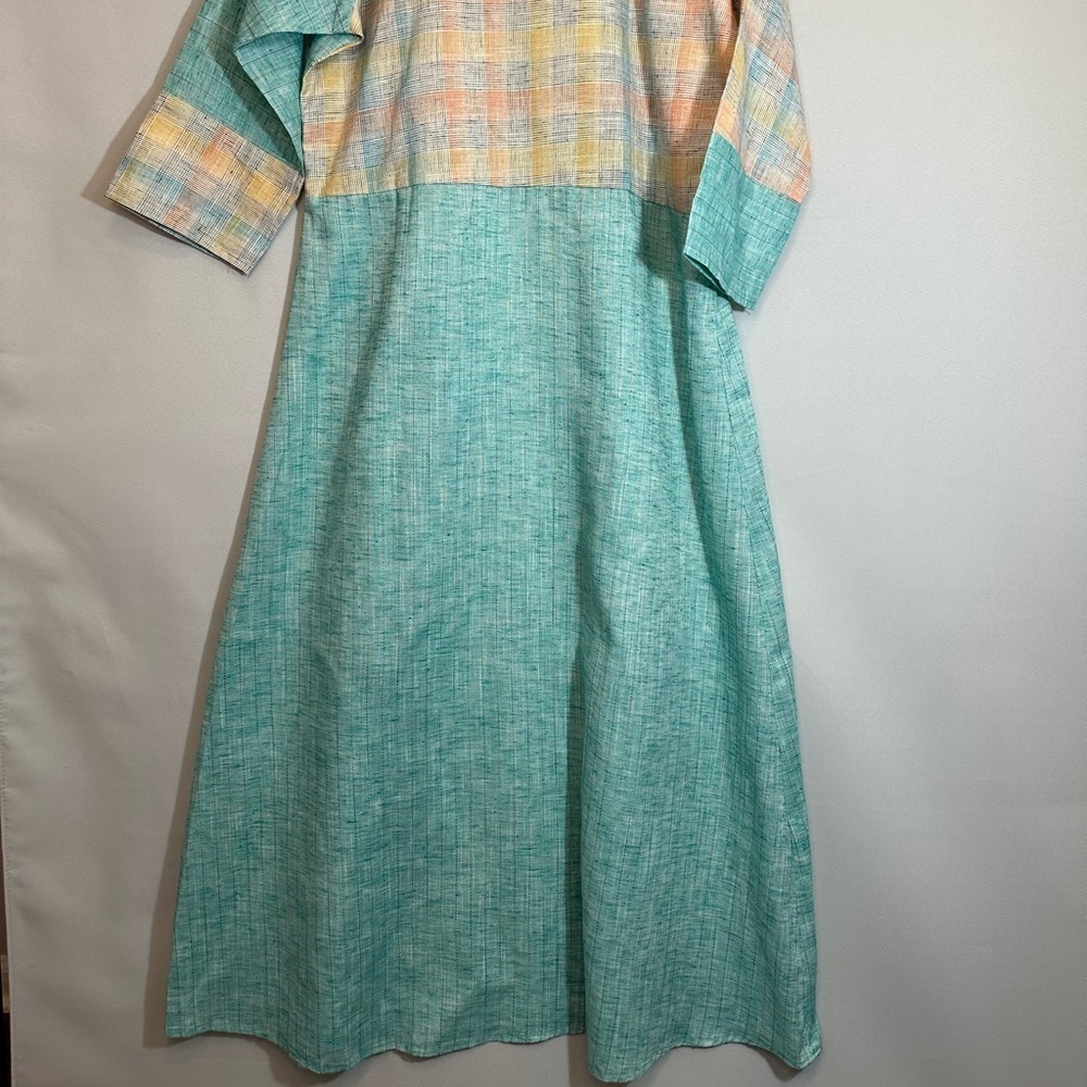 I2Q Womens Size XL Embroidered Ethnic Dress Frock Teal Floral Accents unique - Picture 9 of 11